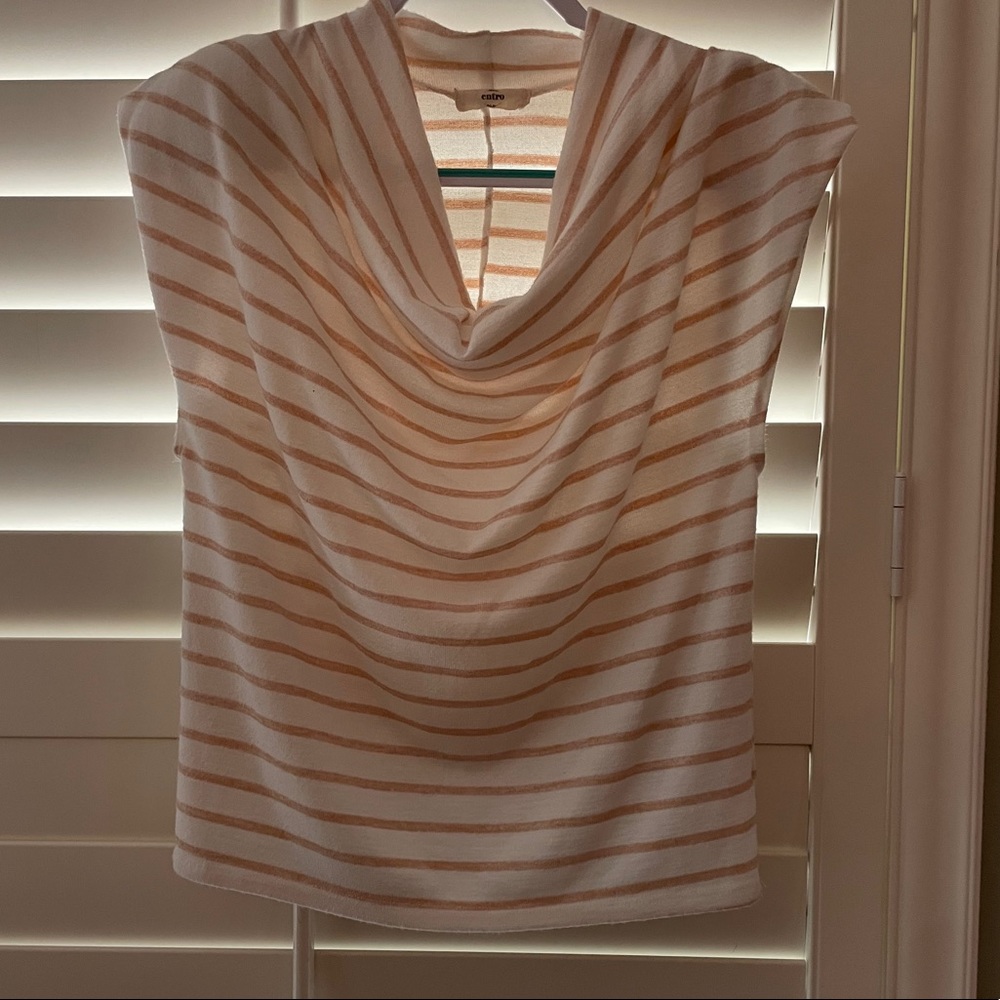 Shoulder pad top with cowl neck